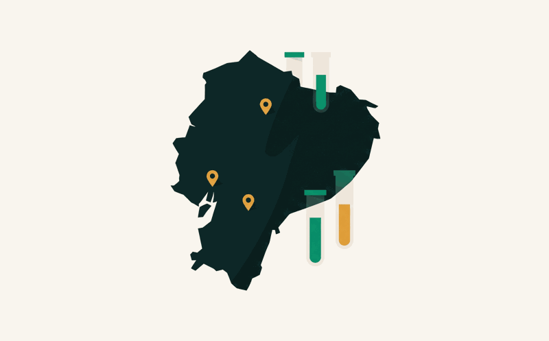 Mapa de Ecuador con cobertura de laboratorios aliados de ADESRA